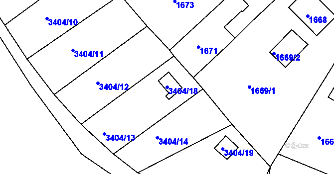 Parcela st. 3404/18 v KÚ Tachov, Katastrální mapa