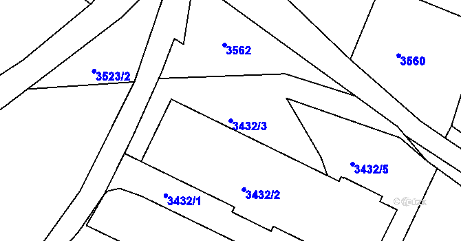 Parcela st. 3432/3 v KÚ Tachov, Katastrální mapa