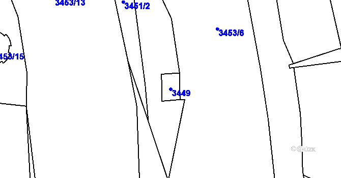 Parcela st. 3449 v KÚ Tachov, Katastrální mapa