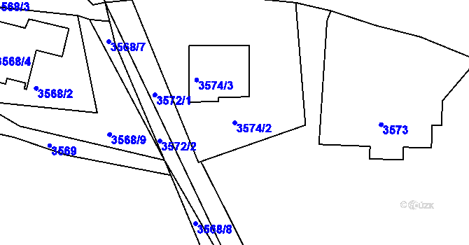 Parcela st. 3574/2 v KÚ Tachov, Katastrální mapa