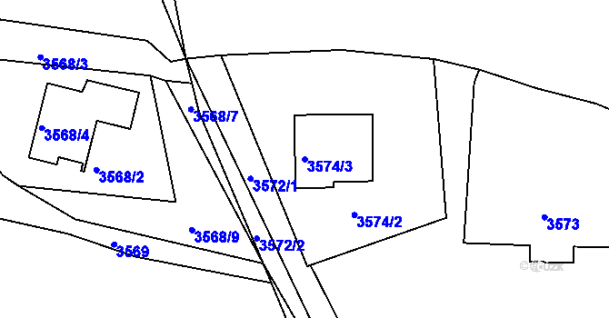Parcela st. 3574/3 v KÚ Tachov, Katastrální mapa