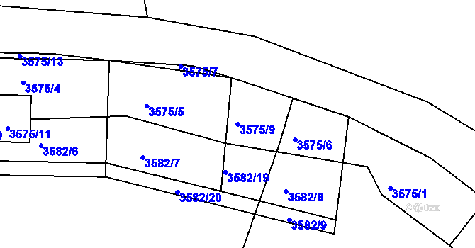 Parcela st. 3575/9 v KÚ Tachov, Katastrální mapa
