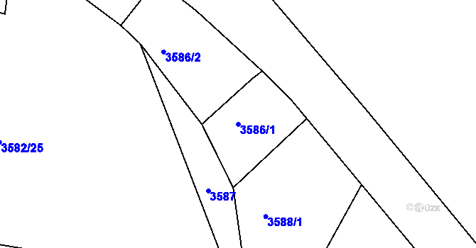 Parcela st. 3586/1 v KÚ Tachov, Katastrální mapa