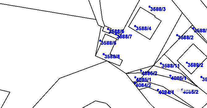 Parcela st. 3588/8 v KÚ Tachov, Katastrální mapa