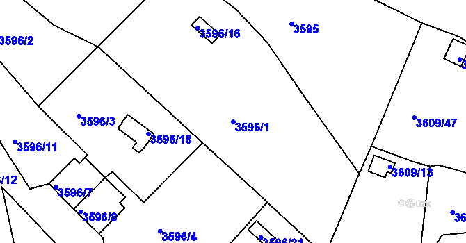 Parcela st. 3596/1 v KÚ Tachov, Katastrální mapa