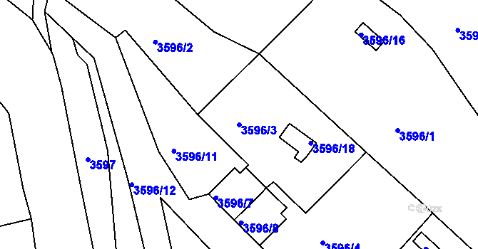 Parcela st. 3596/3 v KÚ Tachov, Katastrální mapa