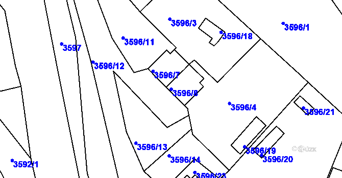 Parcela st. 3596/8 v KÚ Tachov, Katastrální mapa