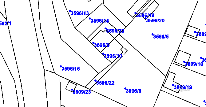 Parcela st. 3596/10 v KÚ Tachov, Katastrální mapa