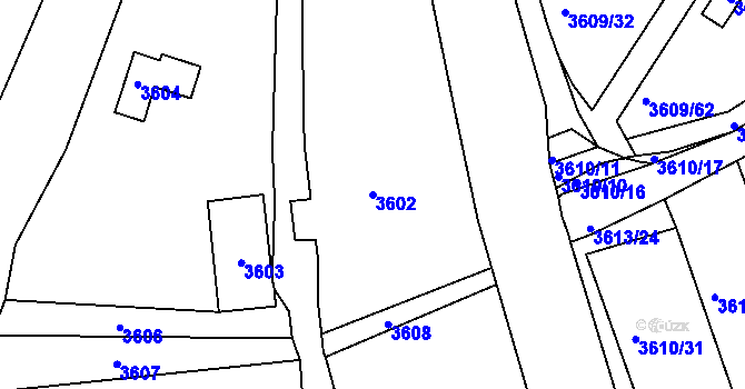 Parcela st. 3602 v KÚ Tachov, Katastrální mapa