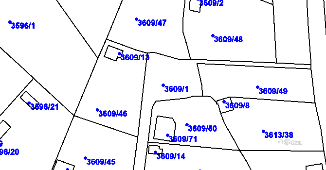 Parcela st. 3609/1 v KÚ Tachov, Katastrální mapa
