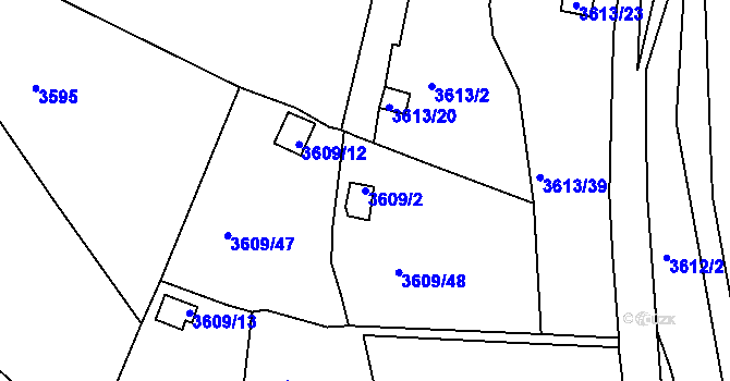 Parcela st. 3609/2 v KÚ Tachov, Katastrální mapa