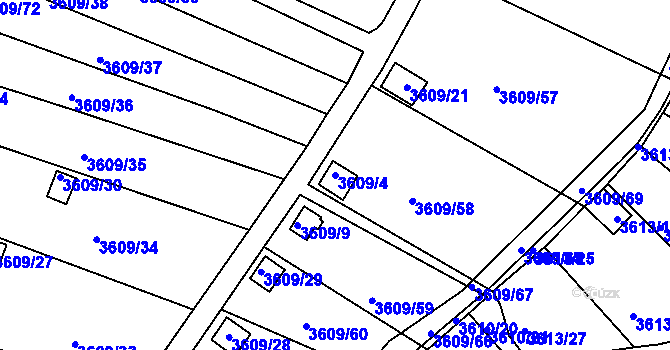 Parcela st. 3609/4 v KÚ Tachov, Katastrální mapa
