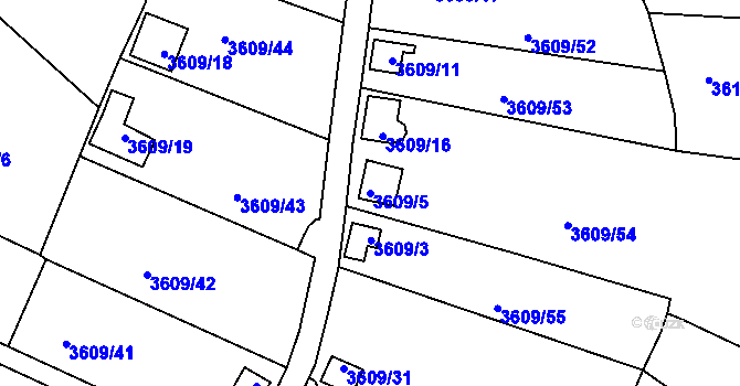 Parcela st. 3609/5 v KÚ Tachov, Katastrální mapa