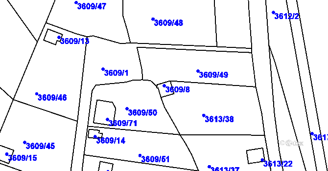 Parcela st. 3609/8 v KÚ Tachov, Katastrální mapa