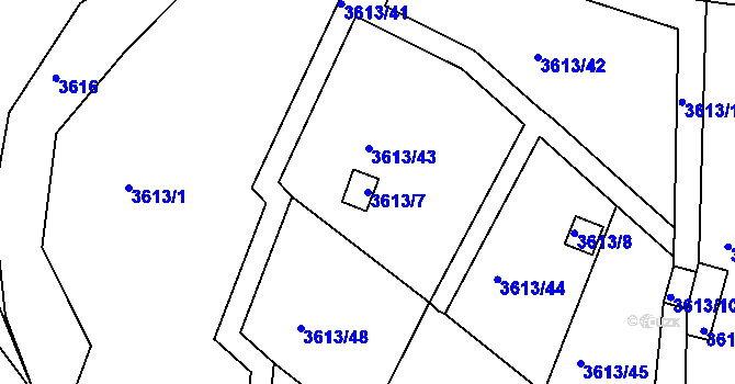 Parcela st. 3613/7 v KÚ Tachov, Katastrální mapa