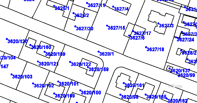 Parcela st. 3620/1 v KÚ Tachov, Katastrální mapa