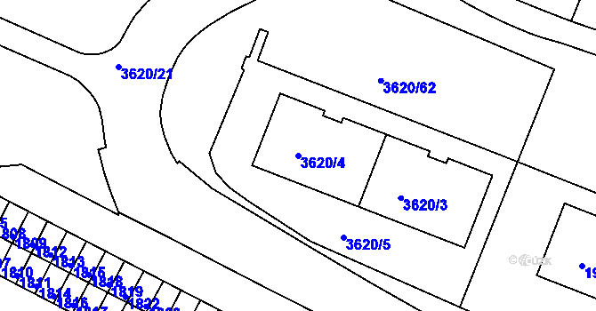 Parcela st. 3620/4 v KÚ Tachov, Katastrální mapa