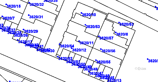 Parcela st. 3620/11 v KÚ Tachov, Katastrální mapa