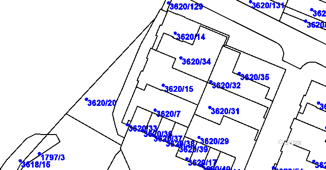 Parcela st. 3620/15 v KÚ Tachov, Katastrální mapa