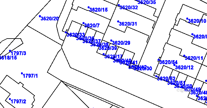 Parcela st. 3620/17 v KÚ Tachov, Katastrální mapa