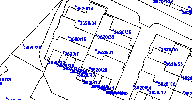 Parcela st. 3620/31 v KÚ Tachov, Katastrální mapa