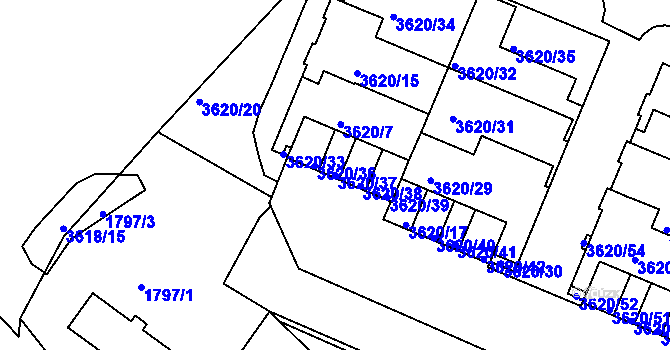 Parcela st. 3620/37 v KÚ Tachov, Katastrální mapa