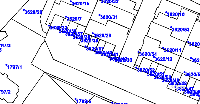 Parcela st. 3620/41 v KÚ Tachov, Katastrální mapa
