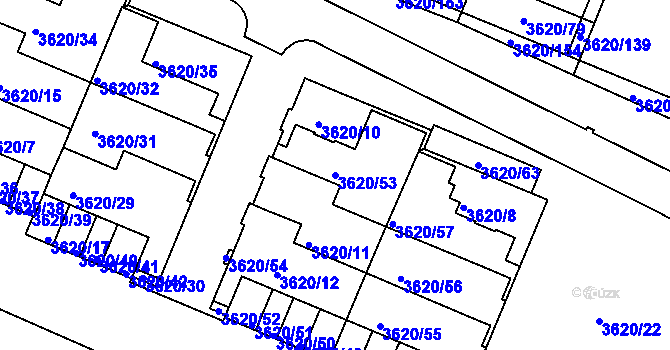 Parcela st. 3620/53 v KÚ Tachov, Katastrální mapa