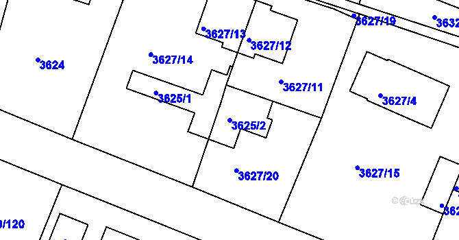 Parcela st. 3625/2 v KÚ Tachov, Katastrální mapa