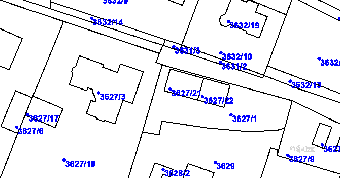 Parcela st. 3627/21 v KÚ Tachov, Katastrální mapa