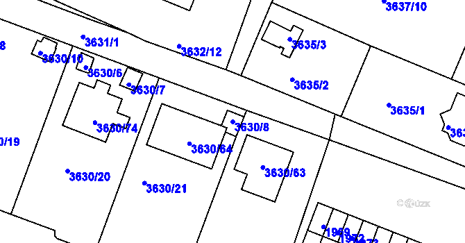 Parcela st. 3630/8 v KÚ Tachov, Katastrální mapa