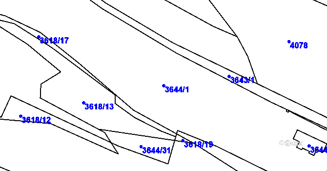 Parcela st. 3644/1 v KÚ Tachov, Katastrální mapa