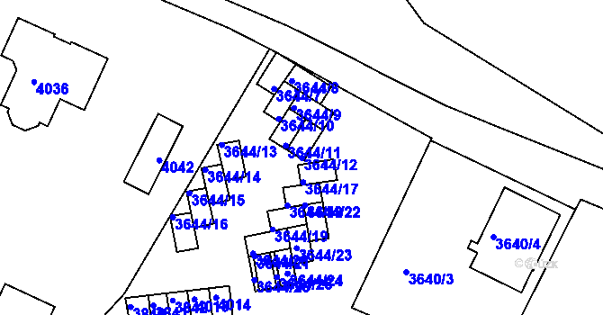 Parcela st. 3644/12 v KÚ Tachov, Katastrální mapa
