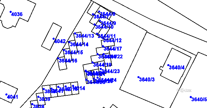 Parcela st. 3644/22 v KÚ Tachov, Katastrální mapa