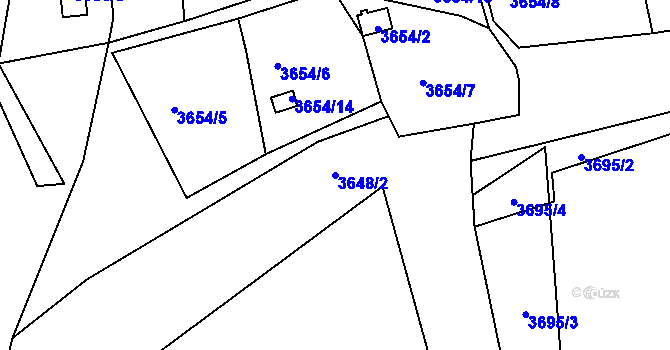 Parcela st. 3648/2 v KÚ Tachov, Katastrální mapa