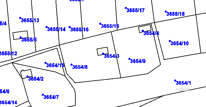 Parcela st. 3654/3 v KÚ Tachov, Katastrální mapa