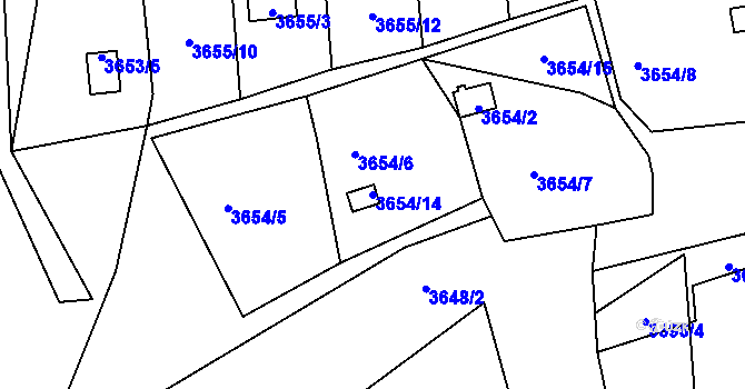 Parcela st. 3654/14 v KÚ Tachov, Katastrální mapa