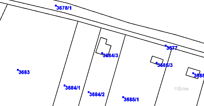 Parcela st. 3684/3 v KÚ Tachov, Katastrální mapa