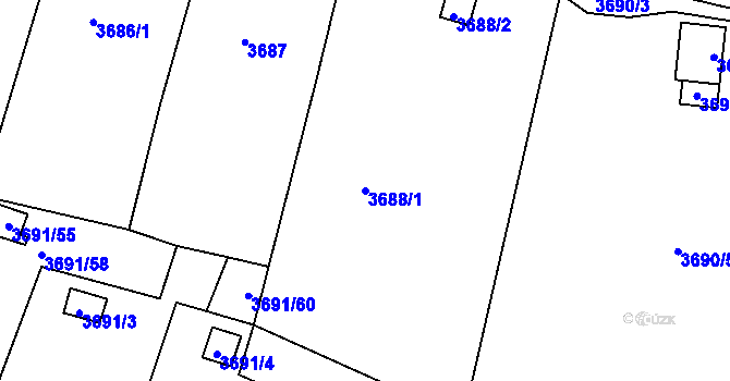Parcela st. 3688/1 v KÚ Tachov, Katastrální mapa