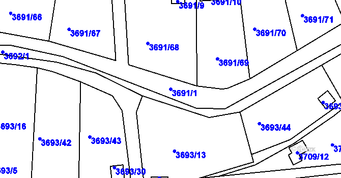 Parcela st. 3691/1 v KÚ Tachov, Katastrální mapa