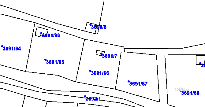 Parcela st. 3691/7 v KÚ Tachov, Katastrální mapa