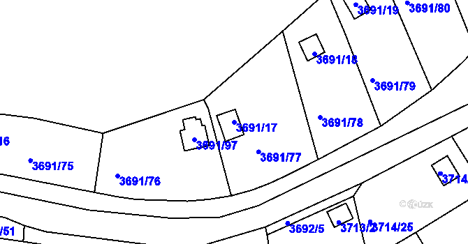 Parcela st. 3691/17 v KÚ Tachov, Katastrální mapa