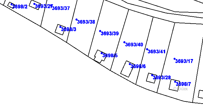 Parcela st. 3698/5 v KÚ Tachov, Katastrální mapa