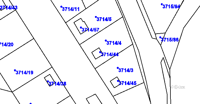 Parcela st. 3714/44 v KÚ Tachov, Katastrální mapa