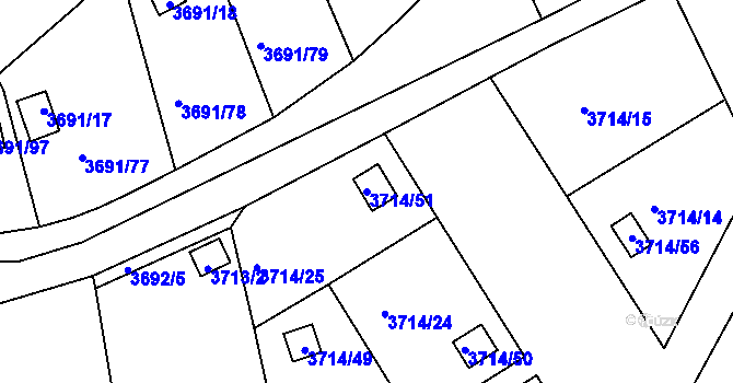 Parcela st. 3714/51 v KÚ Tachov, Katastrální mapa