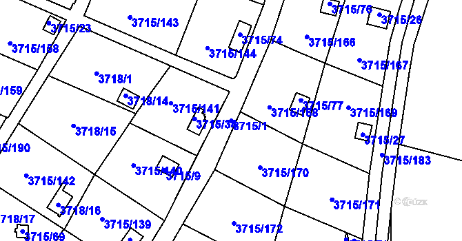 Parcela st. 3715/1 v KÚ Tachov, Katastrální mapa
