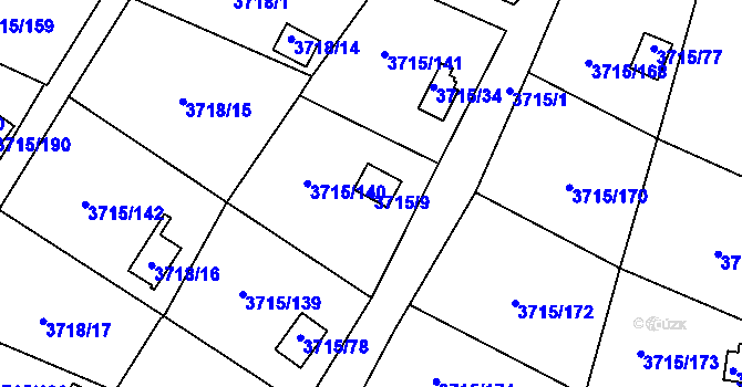 Parcela st. 3715/9 v KÚ Tachov, Katastrální mapa