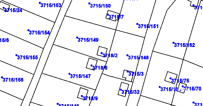 Parcela st. 3718/2 v KÚ Tachov, Katastrální mapa