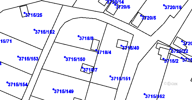 Parcela st. 3718/4 v KÚ Tachov, Katastrální mapa