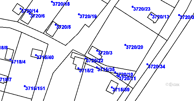 Parcela st. 3720/3 v KÚ Tachov, Katastrální mapa